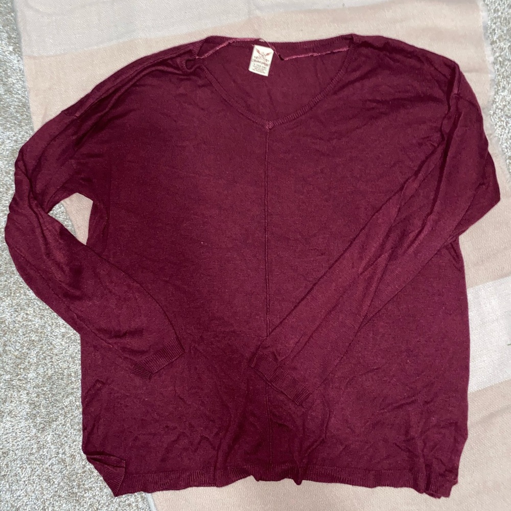 Burgundy V-Neck Sweater